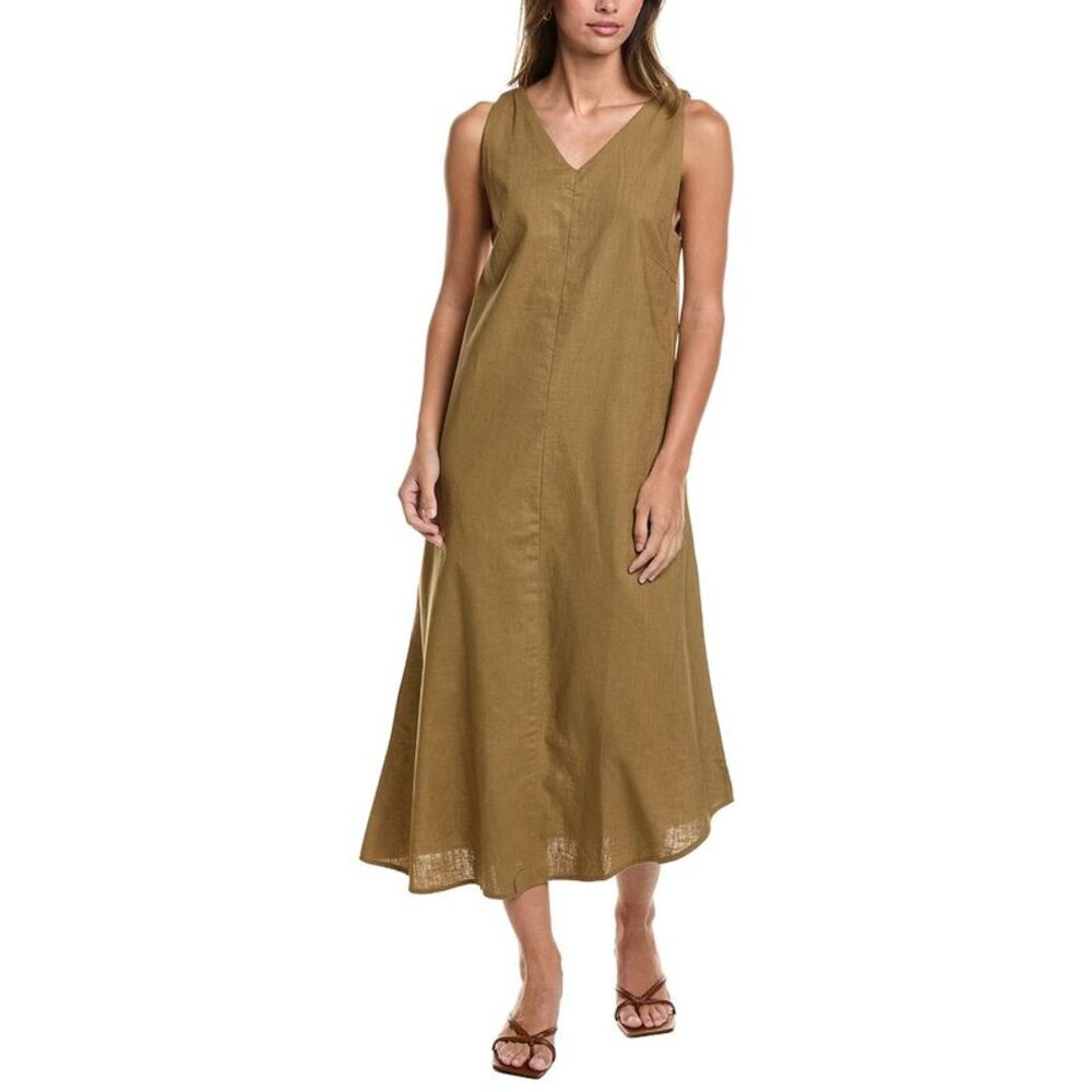 Point Womens  Linen-Blend V-Neck Dress